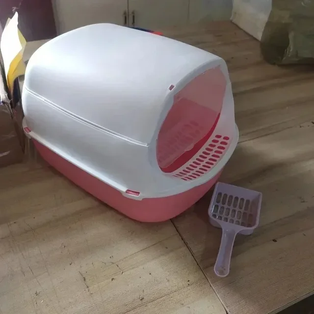Semi-enclosed Cat Litter Box Kitty Sandbox Splashproof Cat Tray Cat Toilet Cleaning Basin Supplies Pet Toilet Kitten Tray Bedpan 6