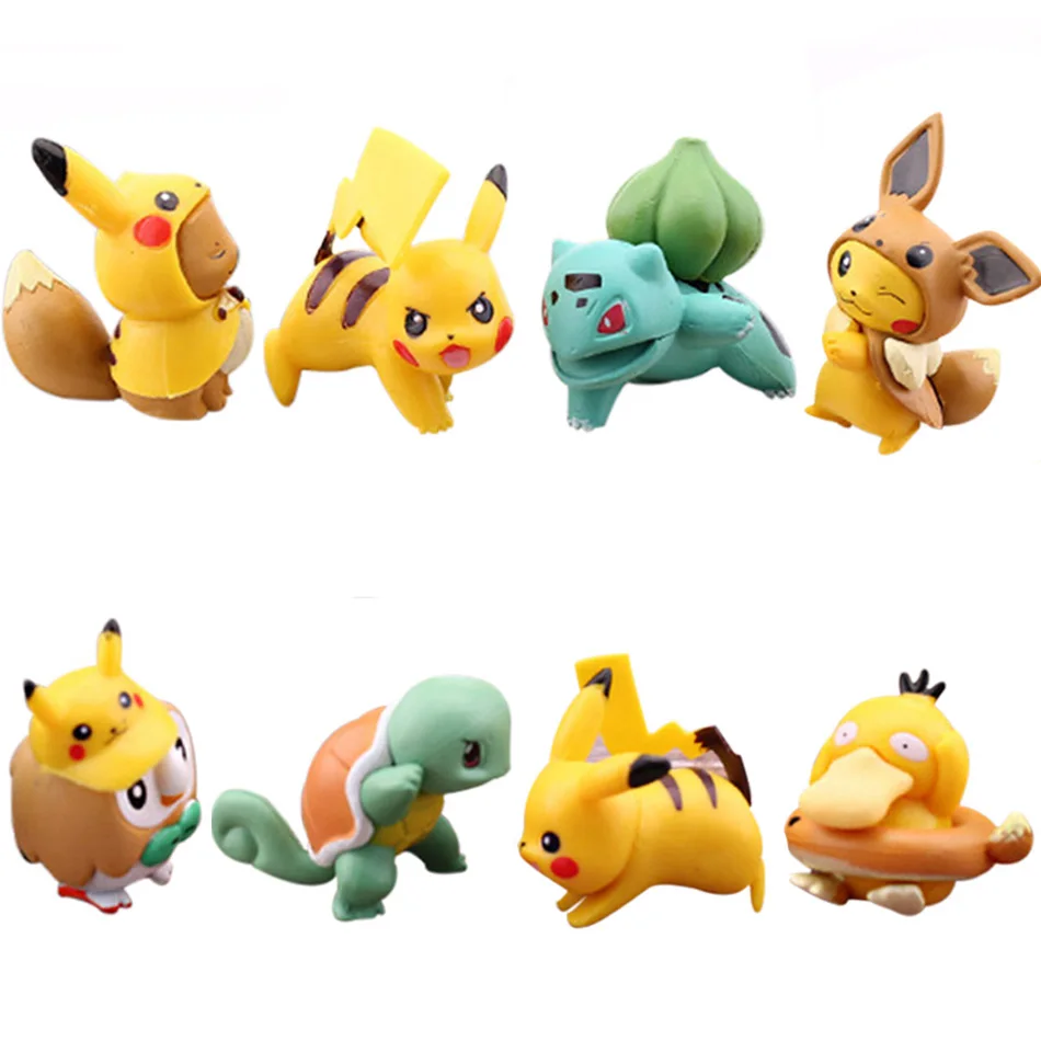 8 Pçs/set Pokemon Pikachu Coleção Pet Bolso Monste Figura de Ação ...