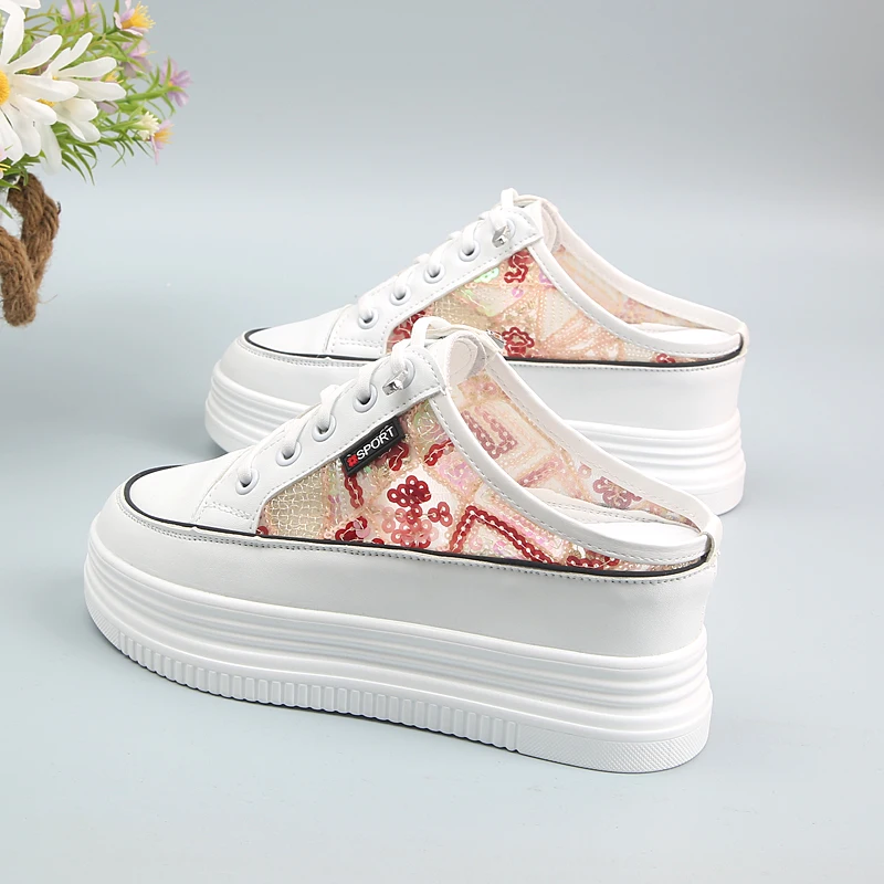 

Женские шлепанцы на низком каблуке, Нескользящие Шлепанцы из искусственной кожи на резиновой подошве