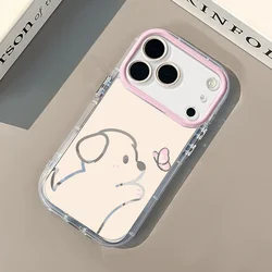 Kawaii Korean Cute Lines Butterfly Puppy Phone Case - Anti - Drop Dustproof Cover - iPhone 15 Plus (Only phone case)