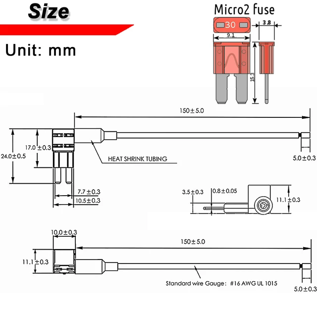 3 Add-a-Circuit Portafusibili Auto - 12V/24V, Con Cavo 16 AWG, 15 Fusibili Mini E Estrattore, Facile Installazione - Foto 4