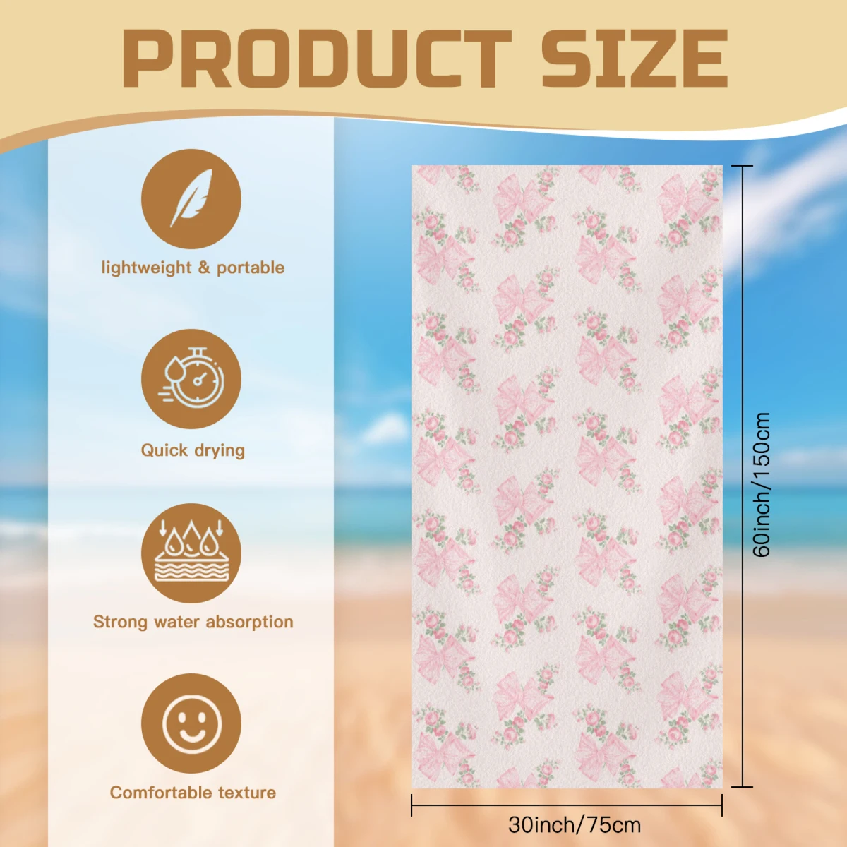 Rosa Beaux 30x60 Inch Beach Towels Bath Towel Soft For Beach Customisable Personalisation Souvenir Gift 3