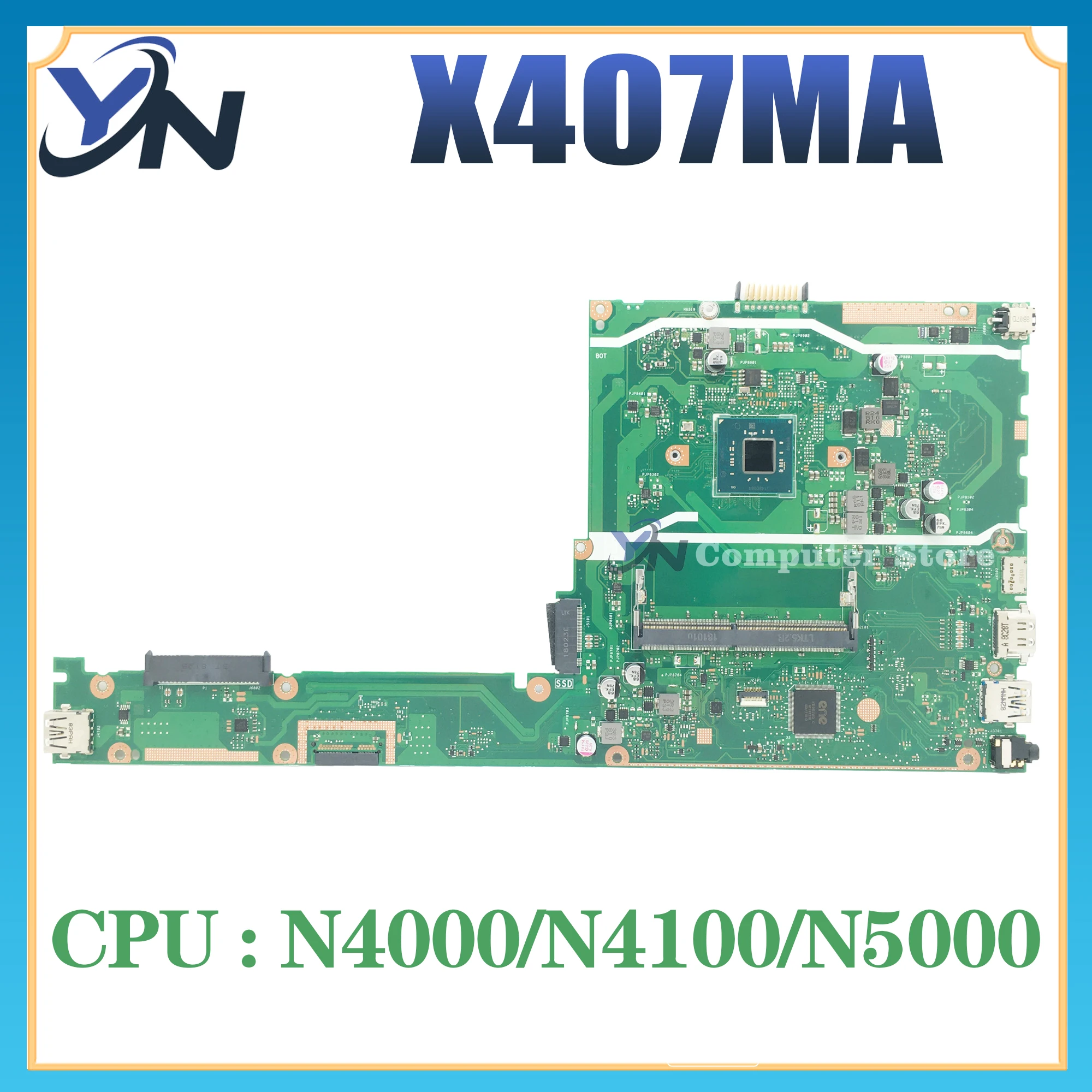 

X407MA With N5000 N4000 N4100 CPU Notebook Mainboard For ASUS VivoBook 14 X407MA X407M Laptop Motherboard 100% Tested Working