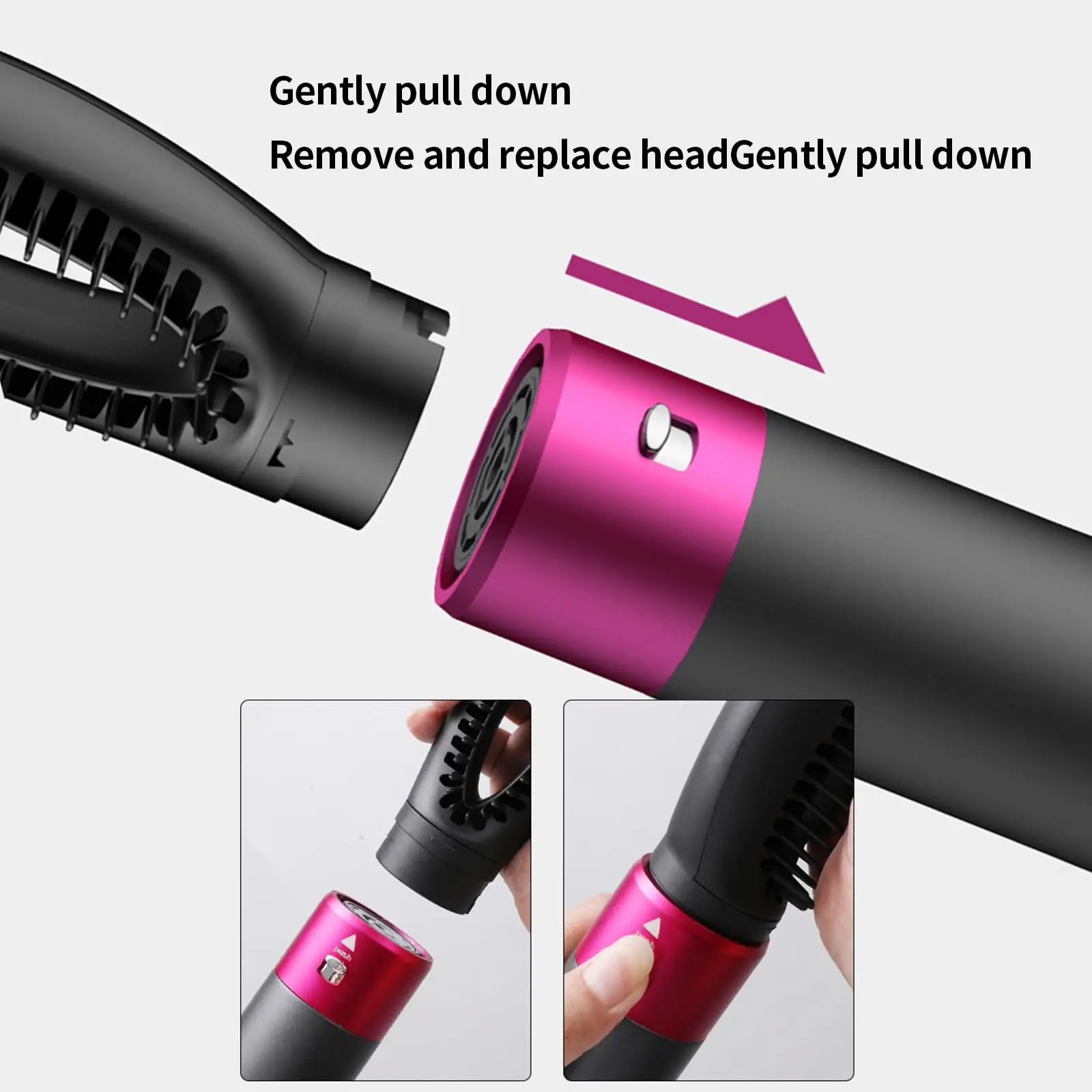 5 in 1 Negative Ionic Electric Hair Brushes,Removable Hair Dryer for Fast Drying,Low Noise Curler/Straighteners Tools Salon
