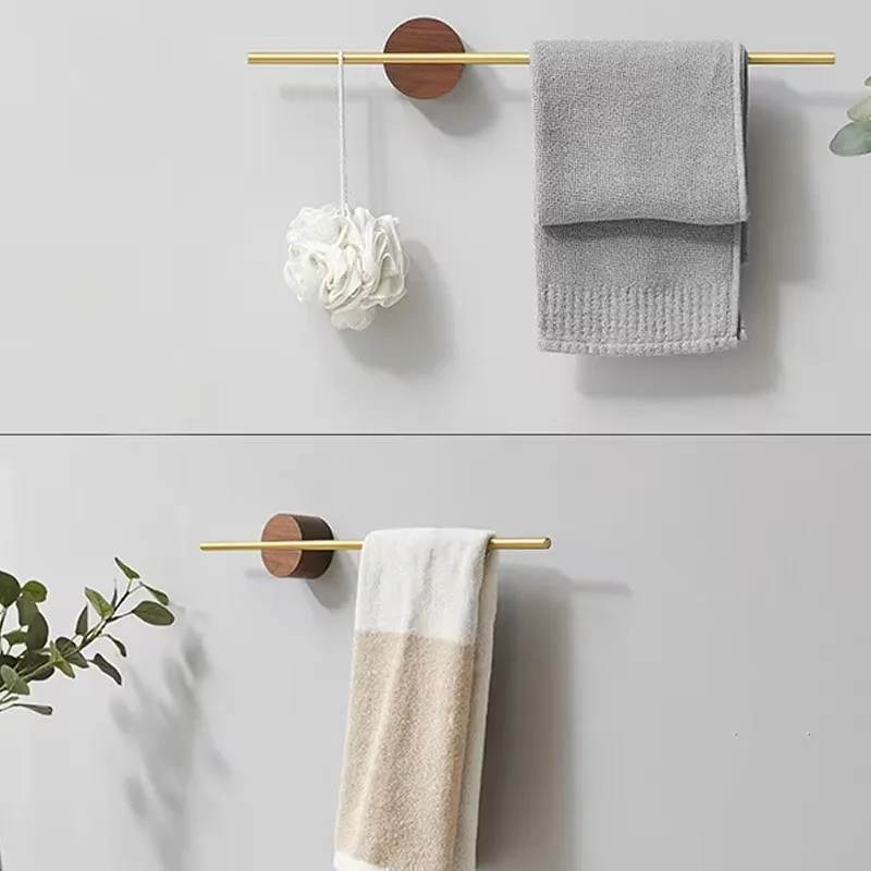 Towel Rack 40/50cm Wood Wall Hanging Bar Bathroom