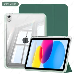 Transparent Tablet Case with Pencil Holder Cover - iPad Air 13 M2 M3 (Dark Green)
