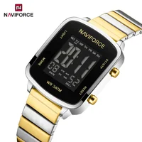 NAVIFORCE Sports Digital Women's Watch Fashion 3ATM Waterproof Stopwatch Timekeeping Luminous Stainless Steel Alarm Ladies'Cock