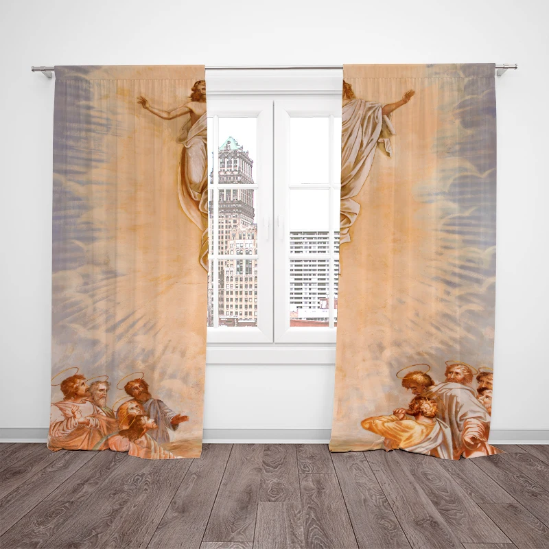 Jesus Christian tuya- Printed curtains - Polyester material - suitable for home bedroom curtains and living room decoration 4