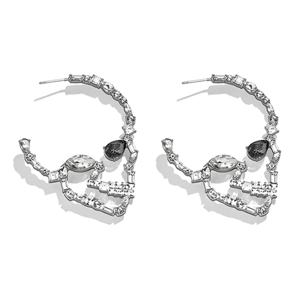 

Catuni New Halloween Skull Skeleton Stud Earrings Jewelry for Women Sparkling Crystal Gothic Punk Quality Accessories Gifts