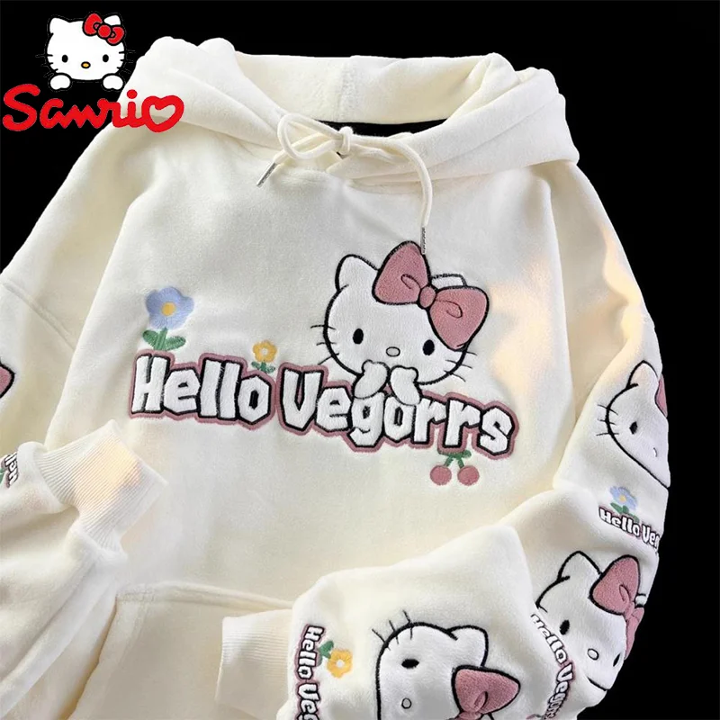 

Sanrio, Hello Kitty толстовка с капюшоном в стиле хип-хоп, Толстовка Оверсайз для мужчин и женщин, новинка 2023, модная повседневная Свободная куртка в стиле панк, уличная одежда