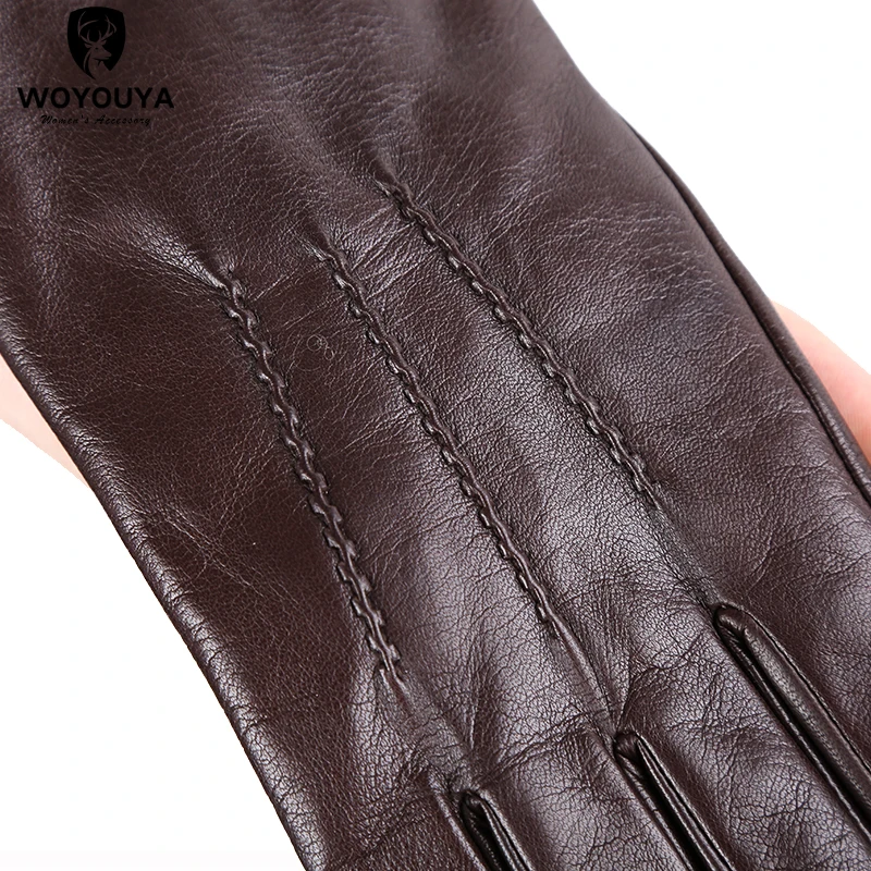 Warm Gloves Leather Gloves Male Gloves Comfortable Keep warm gloves male winter Water ripple design sheepskin men's gloves