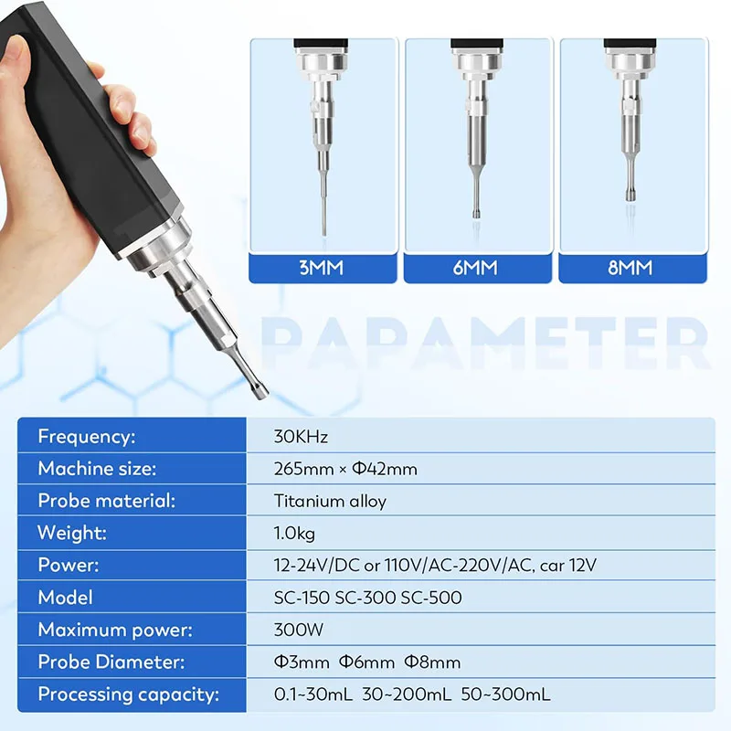 30KHz Lab Ultrasonic Emulsifier Processor Extractor Titanium Alloy Rod Sonicator Vibration Bar Sonic Homogenizer Mixer Disruptor