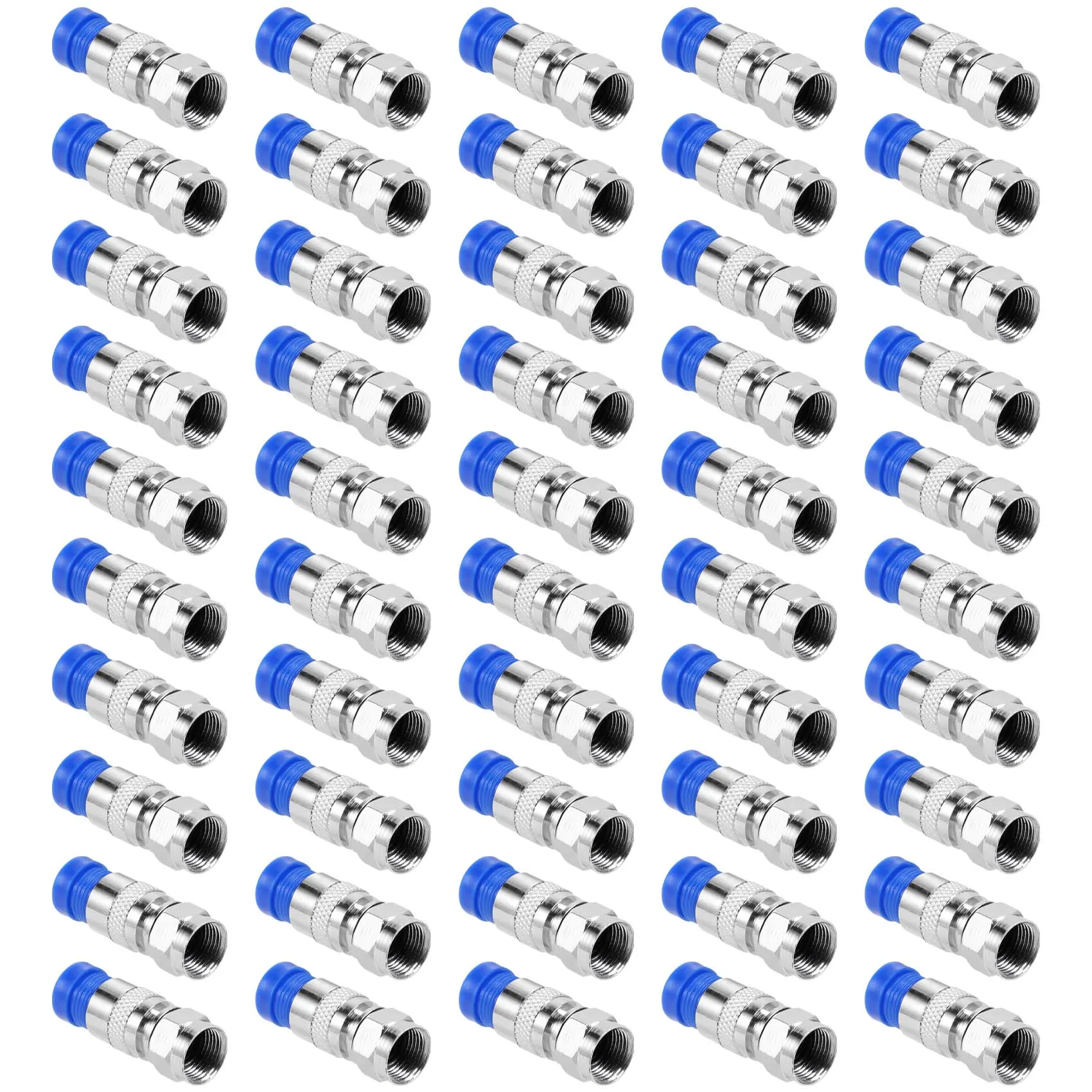 50PCS RG6 Compression Connectors Coaxial Cable Waterproof Connection F Compression Connector RG6 Coaxial Tool