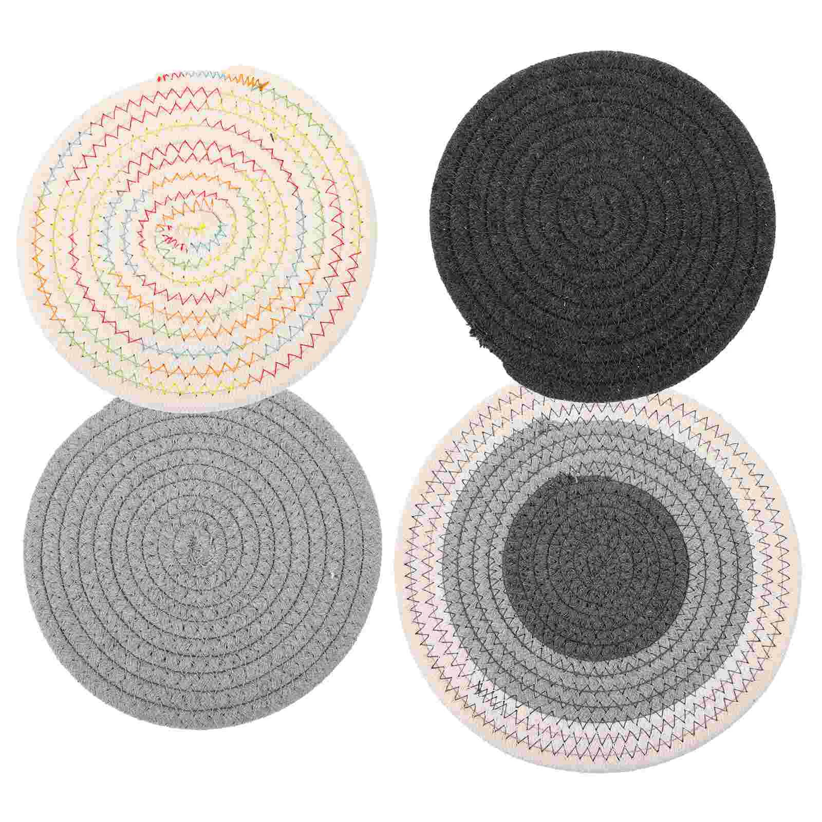 

4 Pcs Coasters Farmhouse Kitchen Hot Pads Weave Drinks Trivets Countertops Cotton Rope Tabletop Protection Absorbent