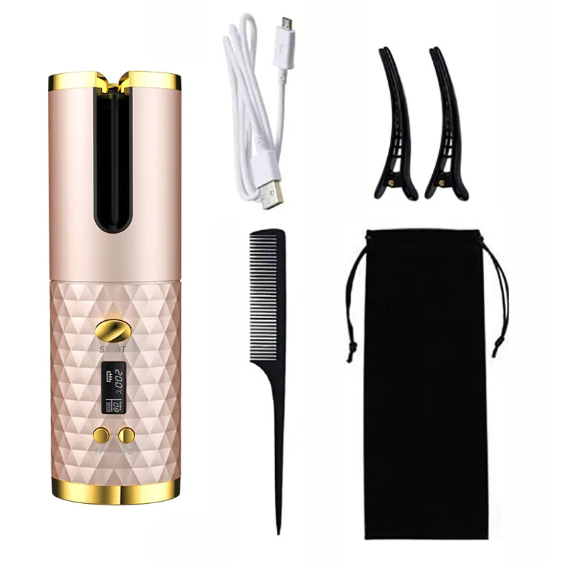 

Portable Cordless Auto Rotating Style Curling Hair USB Rechargeable Automatic Hair Curler