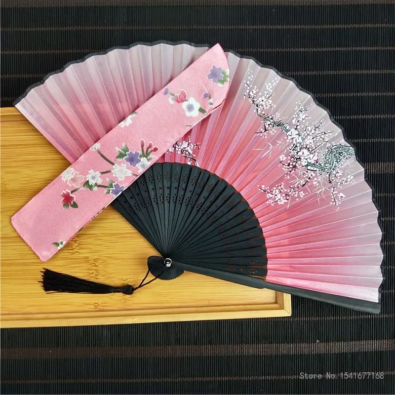 Chinese Style Lace Silk Folding Hand Held Flower Fan for Women, Wedding Party, Photo Prop Tool, Art Craft, Pattern Folding, 2Pcs