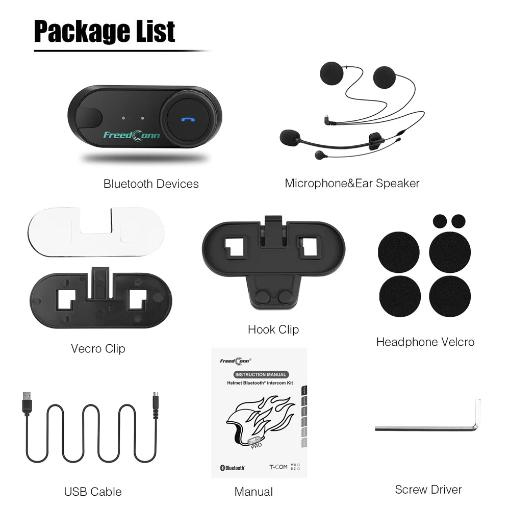 sem fio Motorbike, Rádio FM Interphone Headsets, Bluetooth 5.0, 1000m