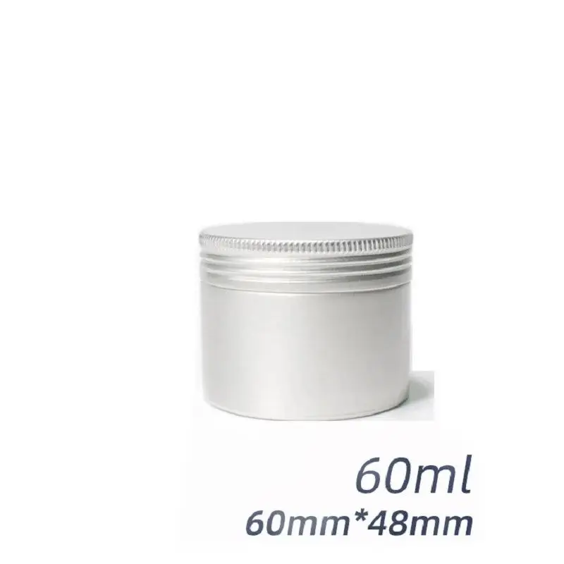 

60ml Aluminum Containers Screw Lid Empty Flower Tea Candy Pots Metal Cosmetic Cream Jars 60ml Silver Accessory Candle Tins Boxes