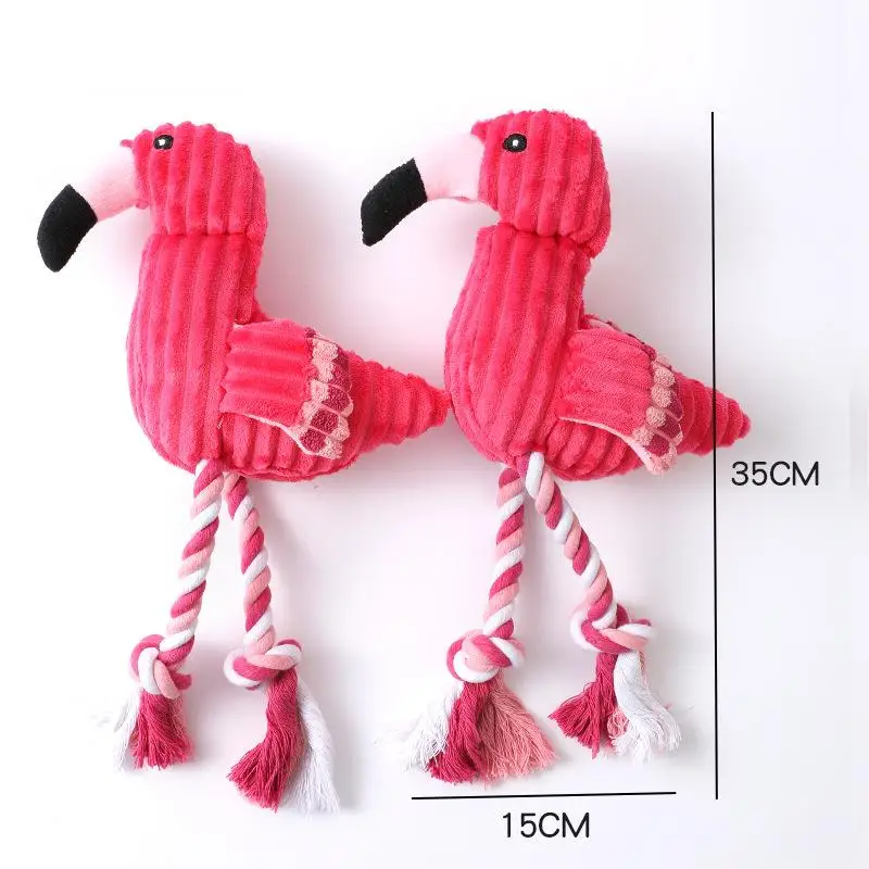 Pet Dog Squeaky Toys Interactive Cartoon Animal Flamingo Shape Dog Chew Toy Training Products Puppy Sound Toys For Small Meduim 3