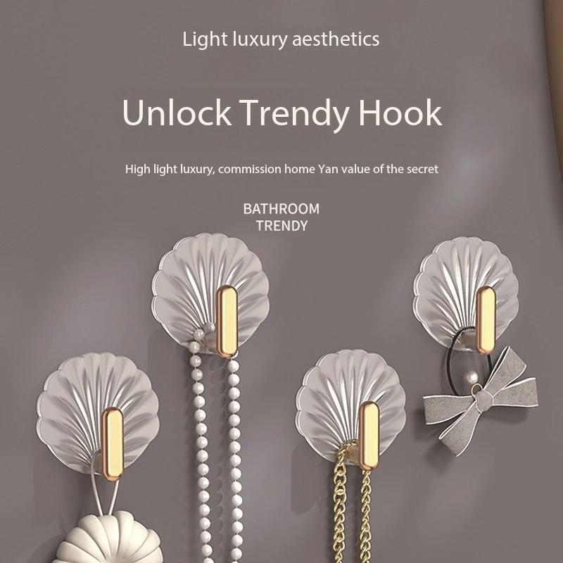 1/3/5pcs gold-plated star and shell punch-free hook, waterproof kitchen bathroom high load bearing, multi-functional door sticky 4