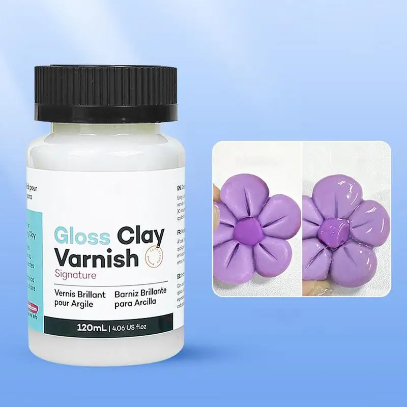 Vernice lucida ad asciugatura all'aria, 120 ml, per argilla polimerica e argilla secca all'aria, vernice per argilla per asciugatura all'aria, smalto impermeabile incolore con effetto lucido per