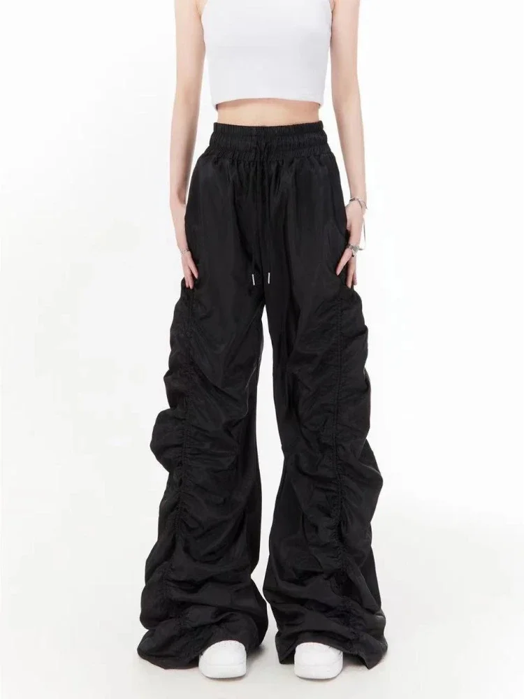 Casual Pants Women Shirring Design American Style Streetwear