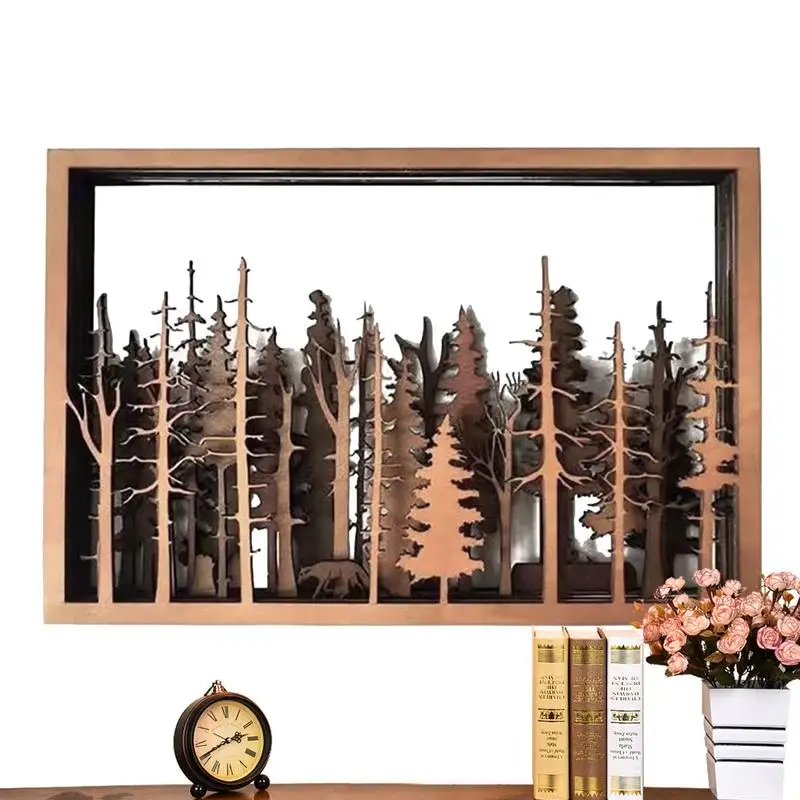 

Настенная картина с изображением лесных существ, украшение для дикой природы, акцент, Настенная картина с рамкой, искусство искусства, искусство из натурального дерева, Настенная картина