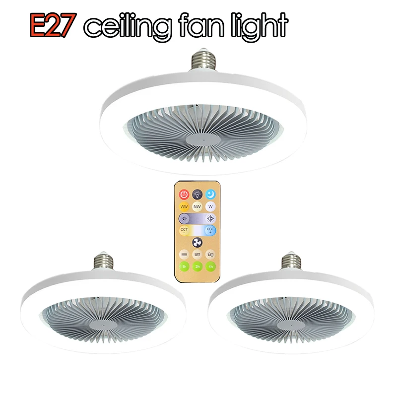 

Ceiling Smart Fan Lamp 220v With E27 Silent 120mm Living Room For Children's Bedroom Decoration Remote Control Led Fan Light