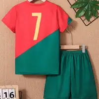2025 Jeunes et enfants Couleur d'épissure rouge et verte n° Ensemble de combinaison de football de sport à séchage rapide 7 Legend 2
