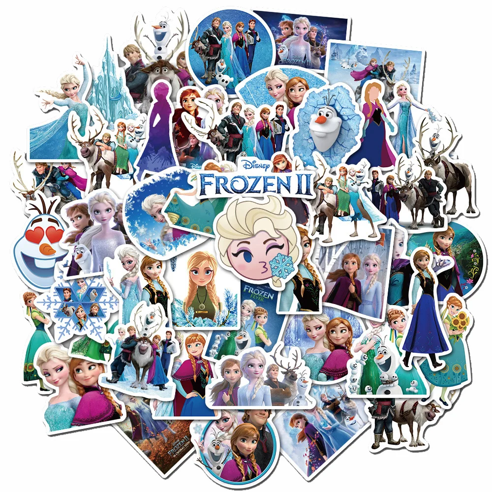 10/30/50PCS Disney Frozen Princess Girl Stickers Aesthetic Cute Cartoons DIY Guitar Luggage Laptop Phone Case Kids Toy Stickers