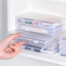 

1/2pcs Transparent Desktop Stationery Organizer Clear Pencil Box Washi Tape Stickers Storage Case Table Desk Classification Box