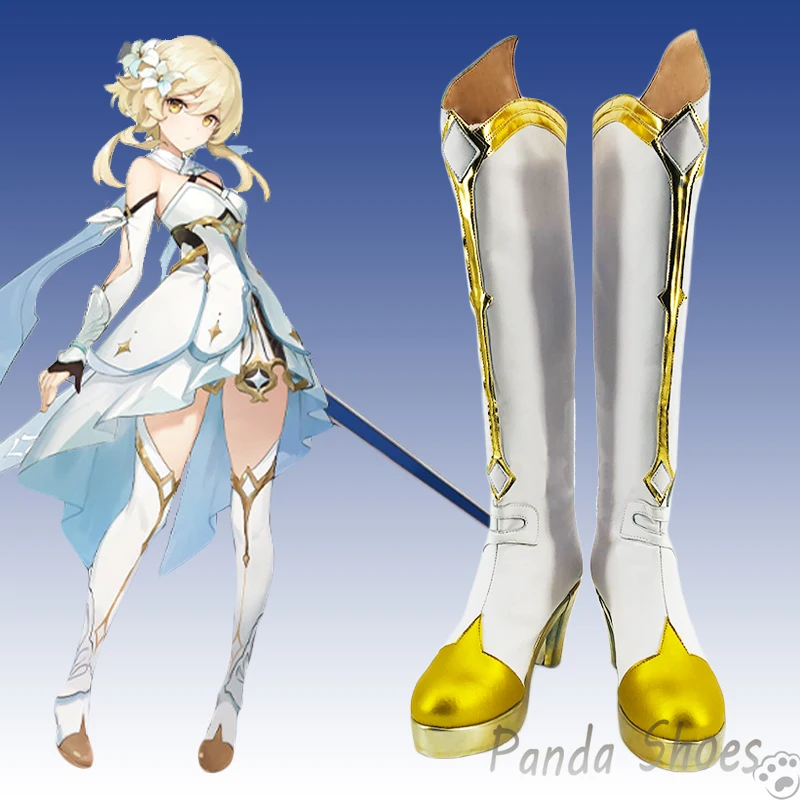

Genshinimpact Traveller Lumine Cosplay Shoes Anime Game Long Boots Lumine Cosplay Costume Prop Shoes for Con Halloween Party