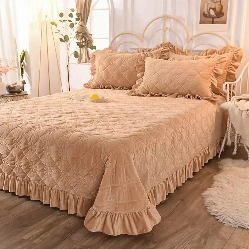 Svetanya Thick Bedspread Sheet Bedcover Coverlet (+2pcs Pillowcase) Super King Queen Single