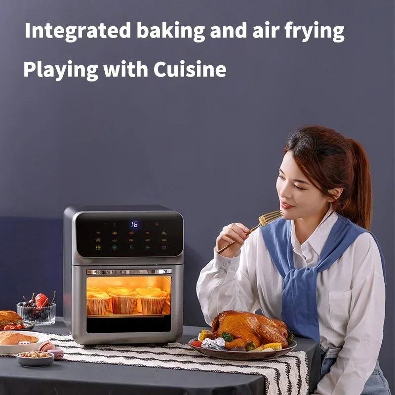 10 L Electric Air Fryer Large Capacity Convection Oven Deep Fryer Without Oil Kitchen 360°Baking Viewable Window Home Appliance