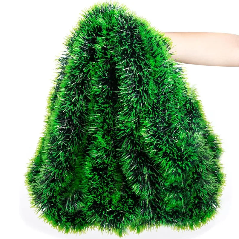 Festive Green Tinsel Ribbon for Holiday Decor – Christmas Bow Garland and Ornament Accents