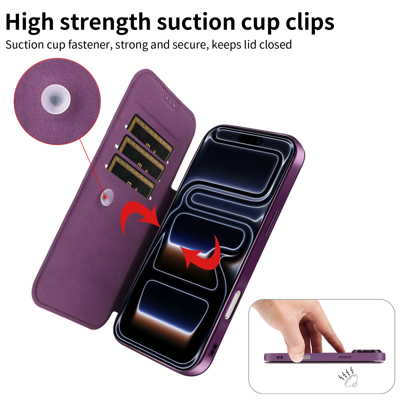 Premium Magnetic Flip Phone Case with Card Slot & Lens Protection - Faux Leather Anti-Drop Cover