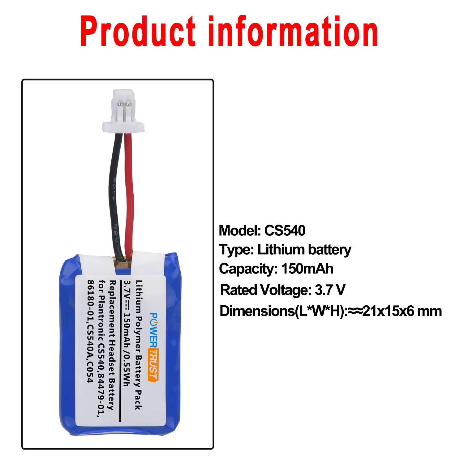 Wireless Headsets 2-Pack Replacement Batteries For Plantronics CS540 Headsets Plantronics Cs540 Wireless Headset - Foto 3