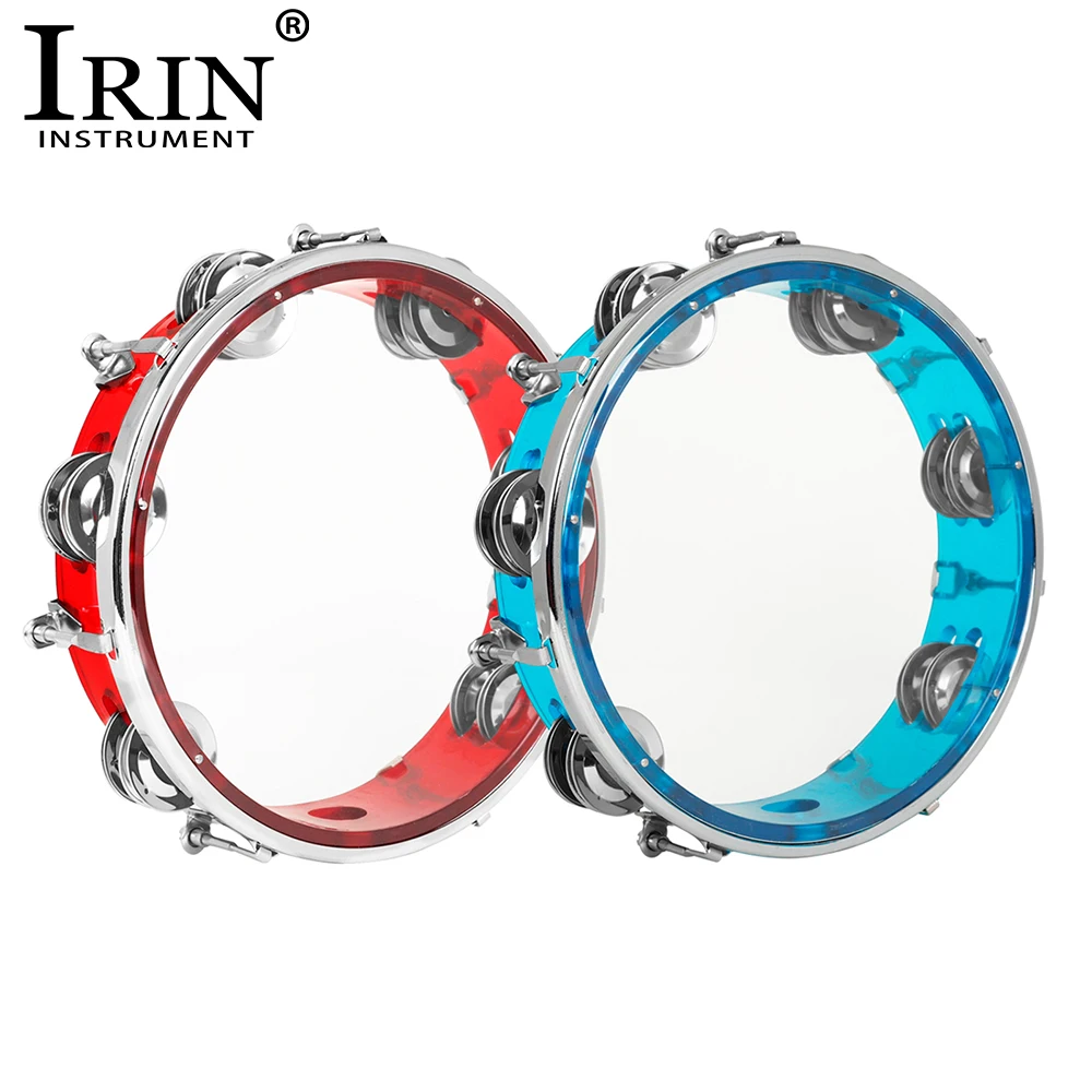 IRIN 8 Inch Tambourine ABS Self-Tuning Double Row Tambourine Stainless Steel Rings Handbell Hand Drums Percussion Instrument