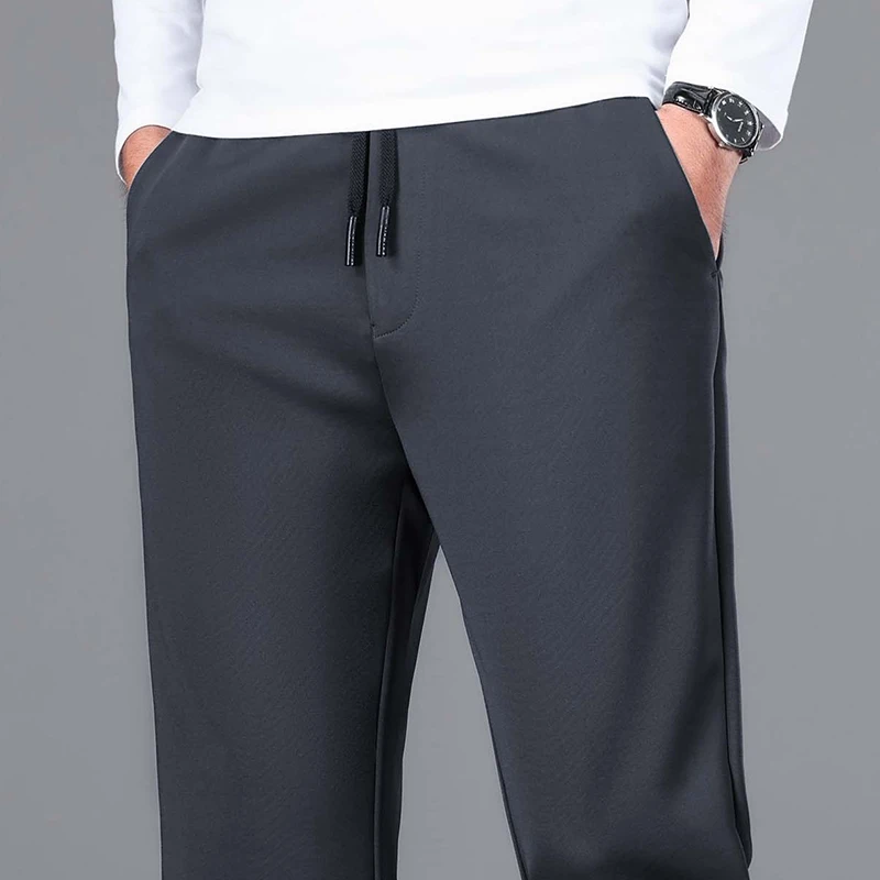 

Top Quality Casual Pants Men Stretch Sweatpants Elastic Waist Black Grey Navy Blue Classic Sports Wear Spring Autumn Fast Dry