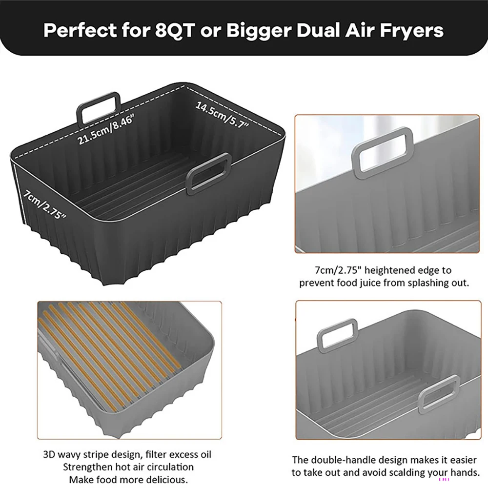 Dropship 2 PCS Air Fryer Silicone Liners Reusable Air Fryer Silicone Pot  Baking Tray Mat to Sell Online at a Lower Price