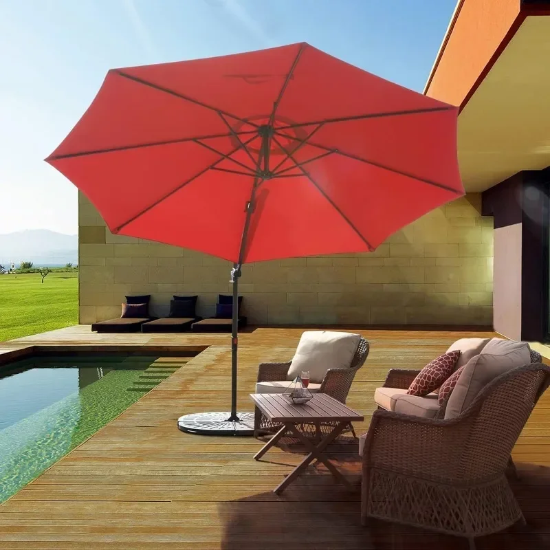 Patio Umbrella 10Ft Cross Base Crank Easy Tilt 360&deg; Rotation Outdoor Cantilever Offset