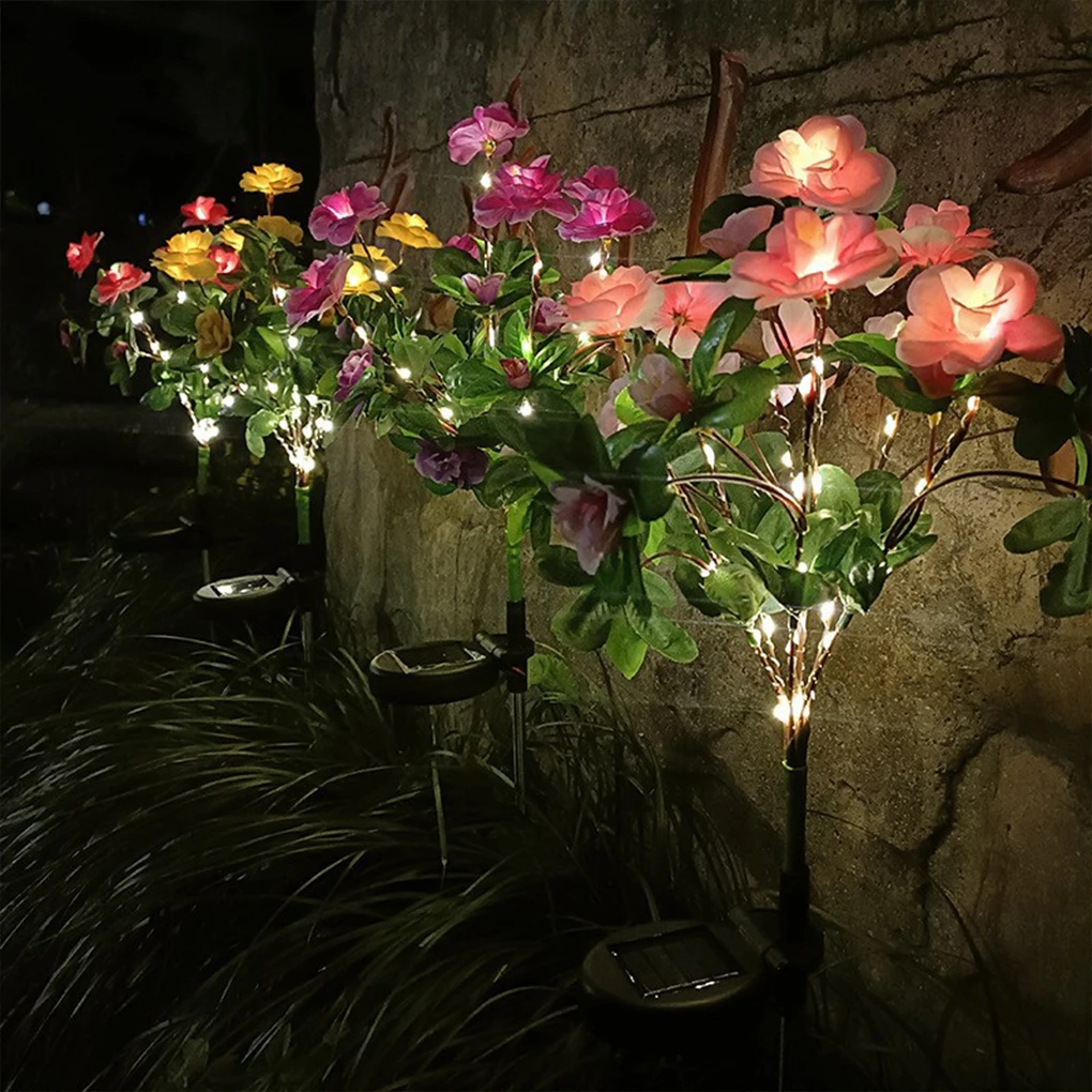 

Солнечная лампа Rhododendron, водонепроницаемая ярдовая светодиодная искусственная Цветочная лампа, искусственный цветок для внутреннего двора, ландшафта, садового украшения, газон