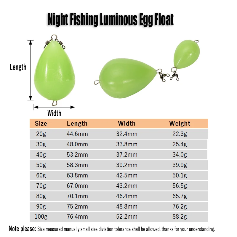 Description Picture 3 of itemWifreo Luminous Egg Float Upward Night Fishing Floats Portable Fishing Floating Buoy Bobber Tackle Thrower Long-distance Casting