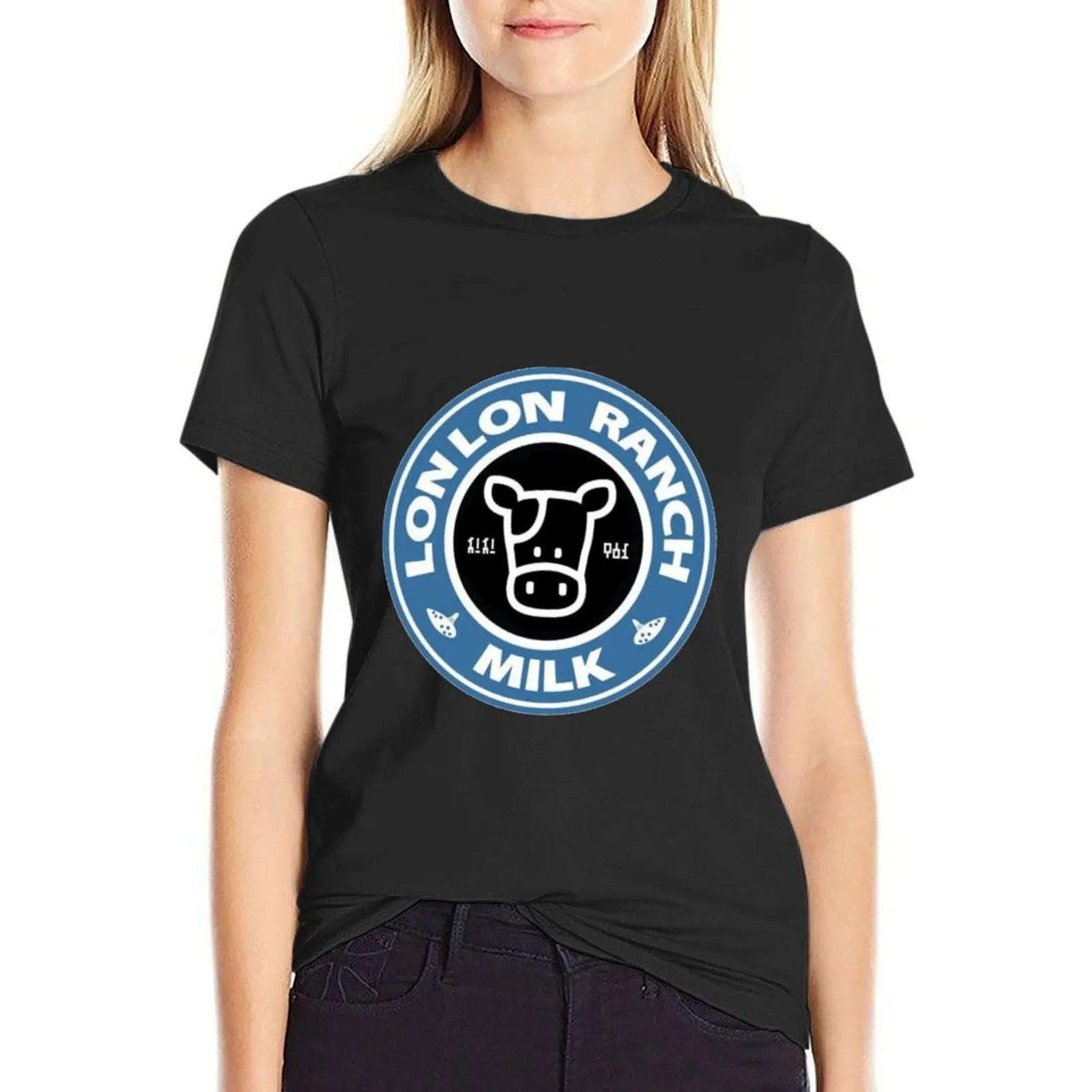 Lon Lon Milk high quality BLACK T-Shirt animal print shirt for girls female summer clothes fashion woman blouse 2024