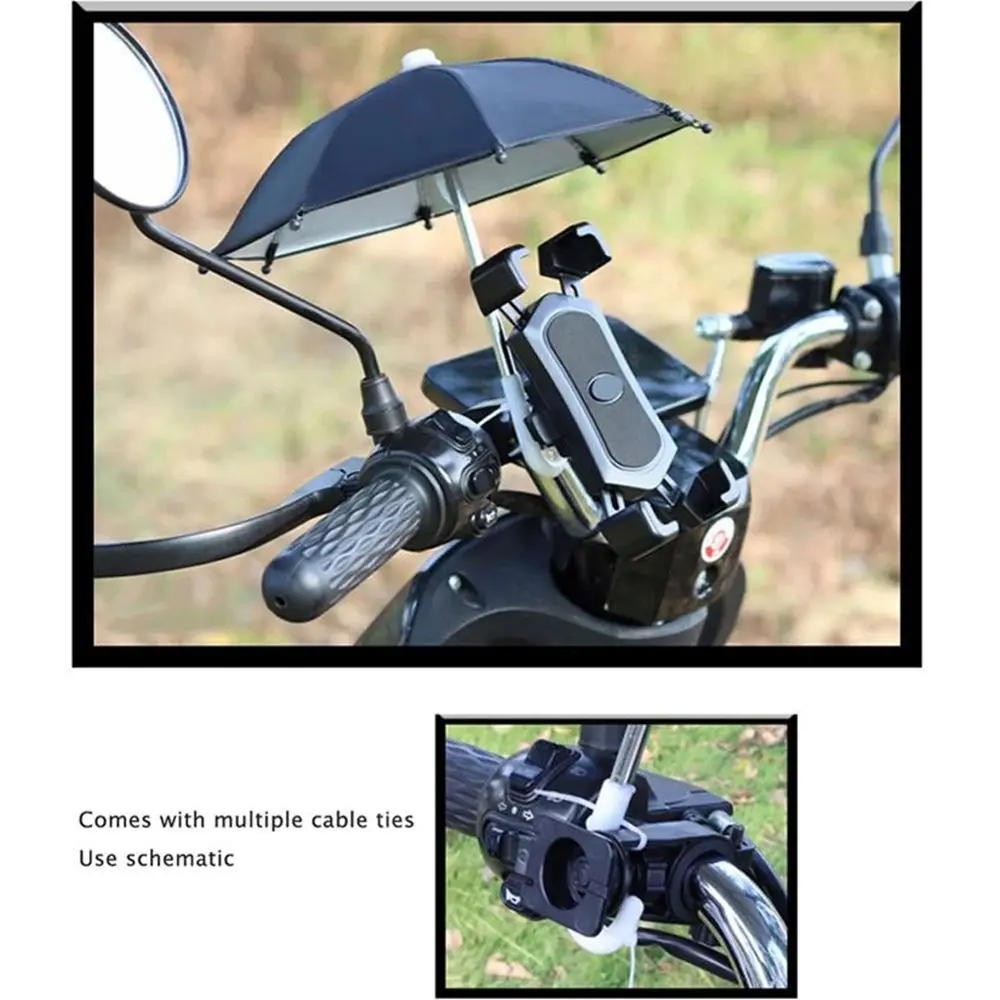 Polyester Waterproof Cycling Phone Parasol Mini Umbrella Bicycle Phone Holder Motorcycle Holder Sunshade Umbrella
