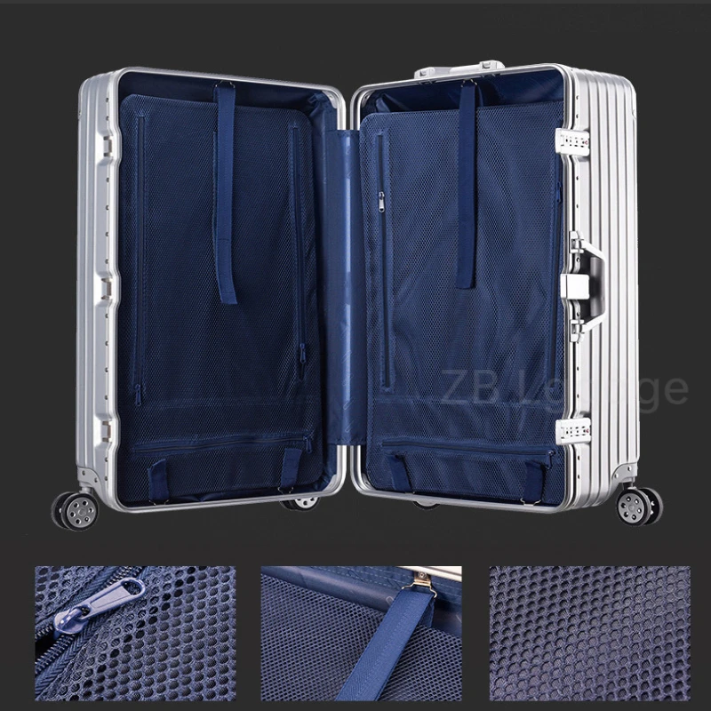 

Unisex New Aluminum Frame Alloy Trolley Case Luggage Boarding Travel Suitcases With Wheels Free Shipping 20 24 26 Inch Promotion