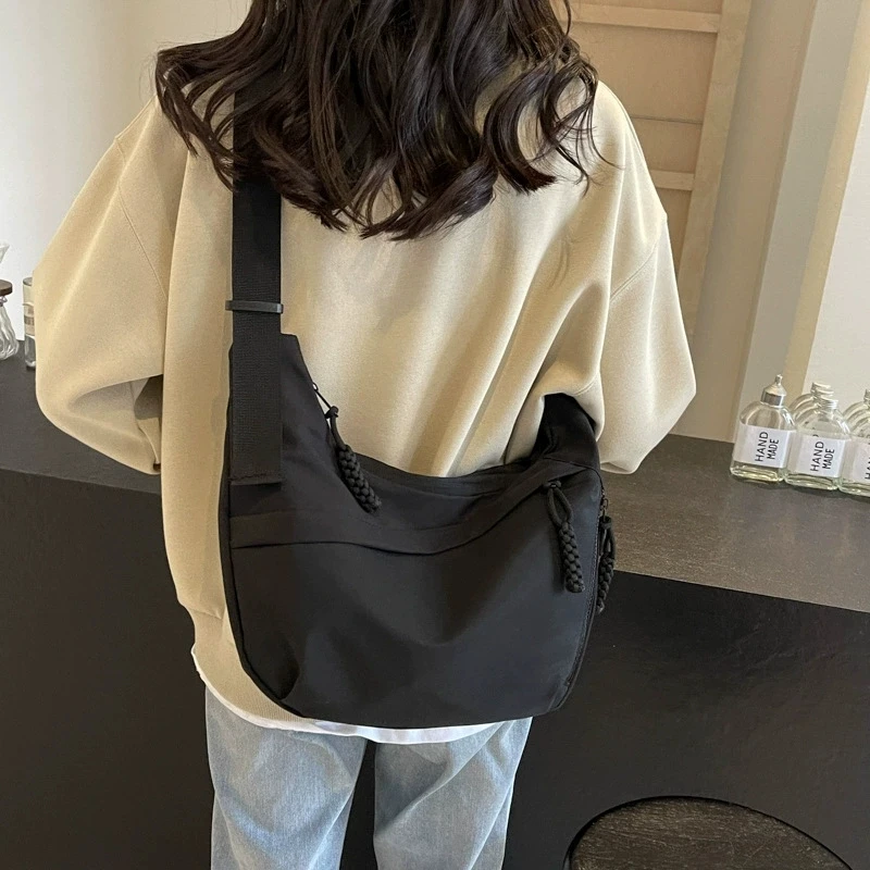 Trendy Nylon Crossbody Bag, Large Capacity Shoulder Bag, Casual Oxford Cloth Dumpling Bag For Outdoor Sport Cycling Hiking