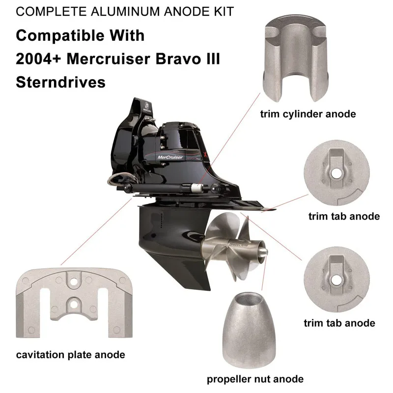Anode De Garniture En Aluminium LVIFLOAE 31640 - Compatible Moteurs Hors-bord Mariner 30-200CV Et MerCruiser (hors Bravo)