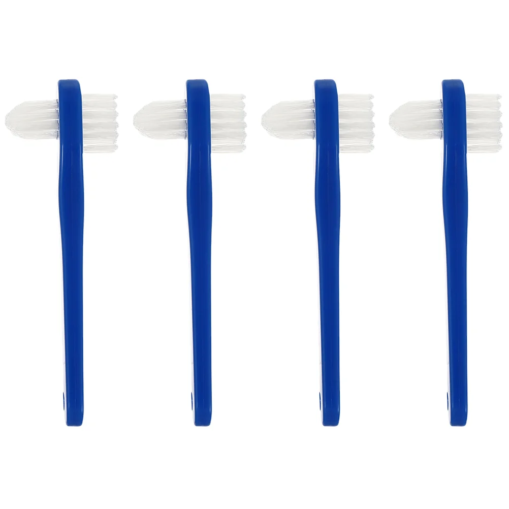 

4 pcs False Teeth Double Heads Denture Toothbrushes Portable Cleaning Brush