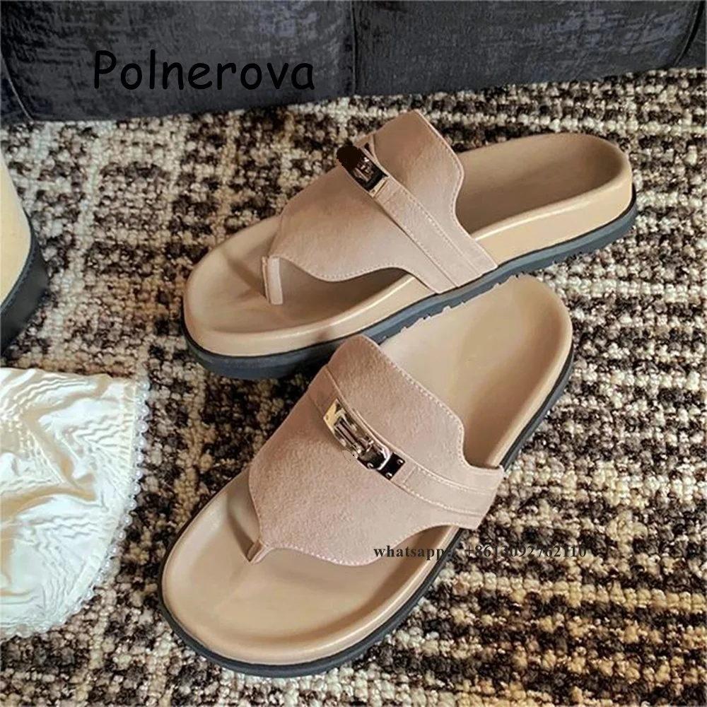 

Solid Global Buckle Slippers Flip Flop Women's Shoes Summer Casual Outerwear Flat with Roman Retro Comfortable New Arrival Shoes